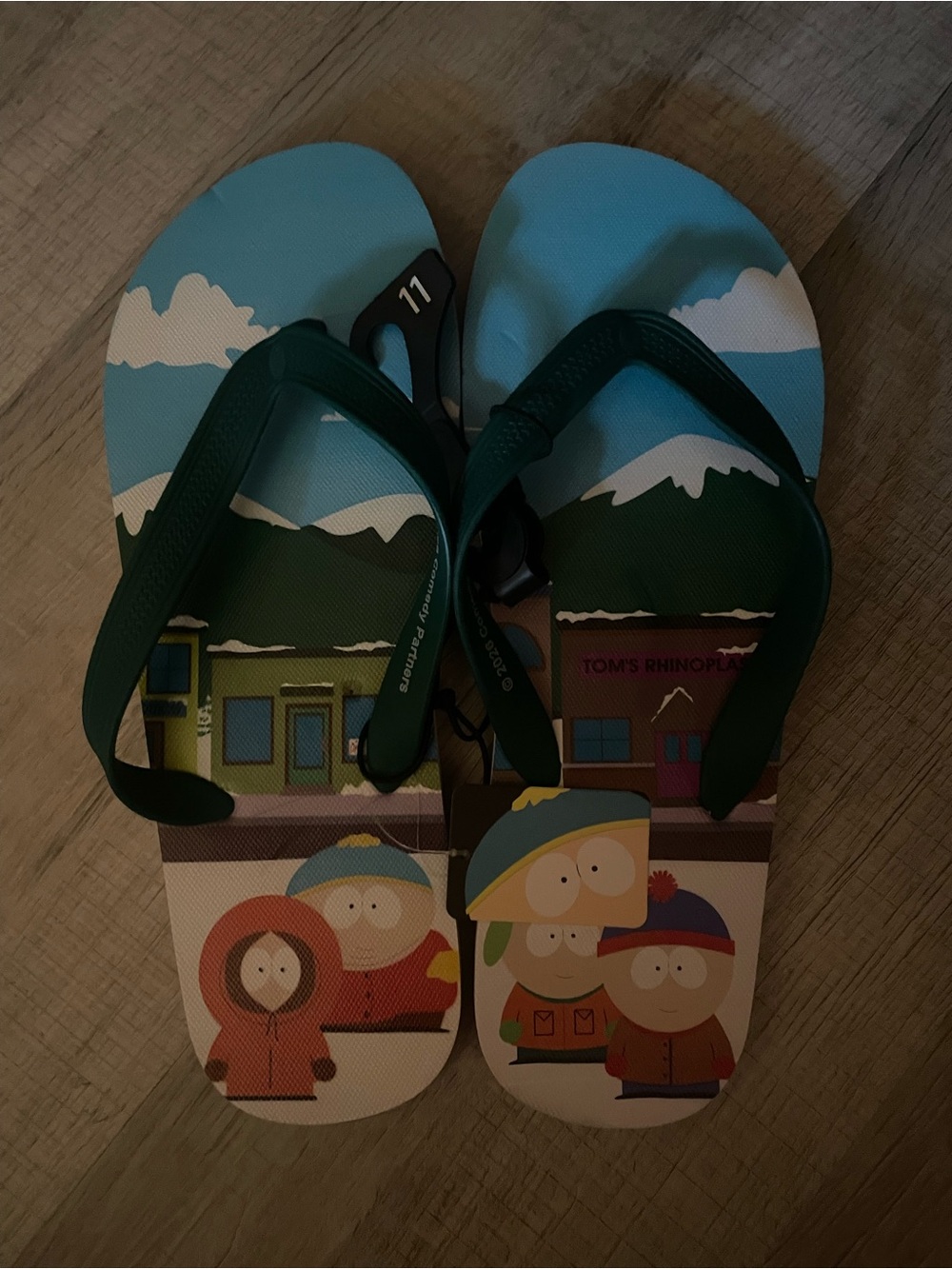 Bioworld Teal and Light Blue Cartoon Men's Flip-Flops